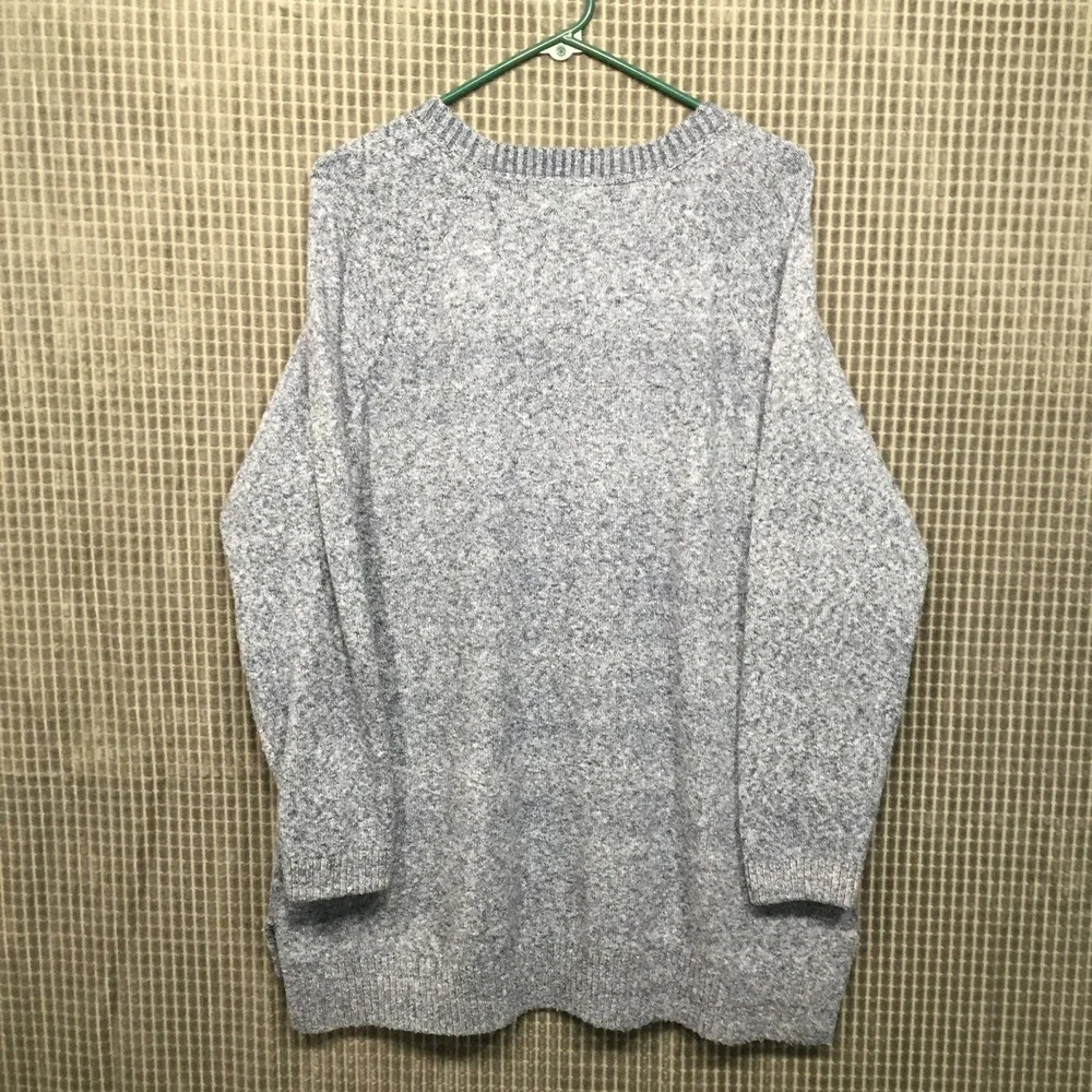 Market & Spruce Womens 2X Blue Marled Knit Raglan Sweater Tunic